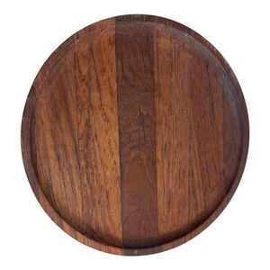 VTG Ernest Sohn Siamese Teak Wood 7.5" Round Pedestal Tray MCM Footed Plate 60s